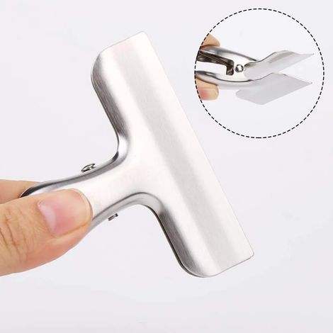 10 pièces Clips de Sac en Acier Inoxydable, Clips de Fermeture pour Cuisine, Pain, Café, Sacs de Snack (1/4)