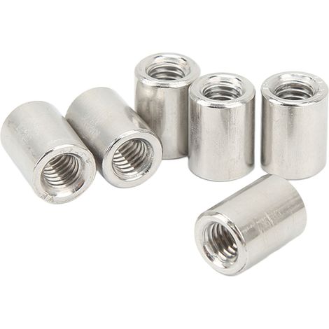 50 écrous de raccordement pour tige ronde, filetage femelle, acier inoxydable 304, M6x1,0, longueur 13 mm (1/5)