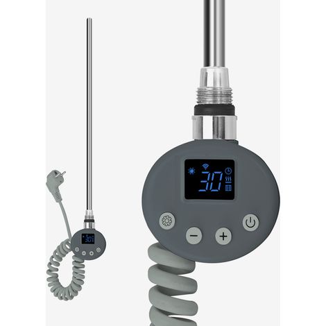S’AFIELINA 1200W élément chauffant sèche-serviette avec Thermostat, Minuterie Programmable & Écran LCD, WiFi,Compatible avec radiateurs,Antracite