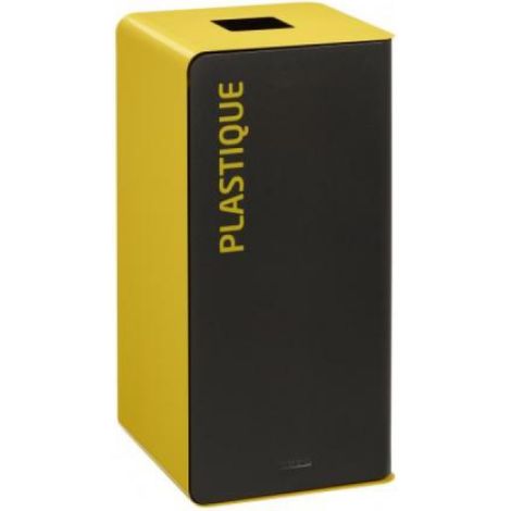 Borne de tri sélectif Cubatri, sans serrure - plastique - 40l - gris manganèse / jaune colza - RAL 1021 (1/3)