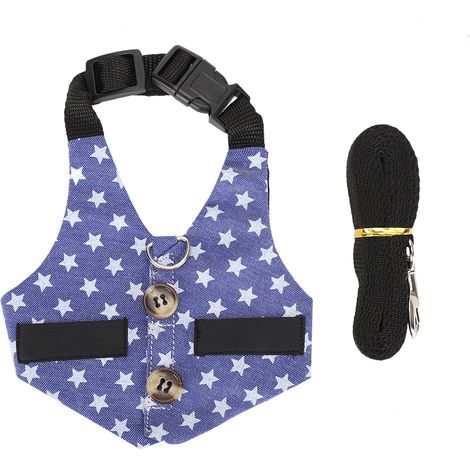Harnais et laisse réglables, harnais respirant pour lapin et hamster, petit animal, robe étoiles, taille S (1/5)