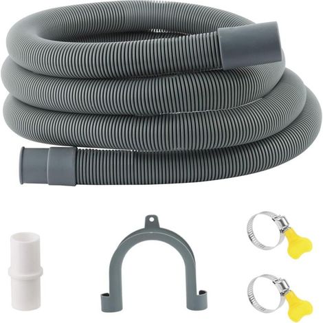 Tuyau de Vidange Machine à Laver 1m avec Raccord et 2 Clips pour Laveuse Lave-Vaisselle Sécheuse (1/4)