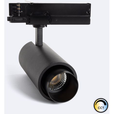 Faretto LED Fasano Nero 30W Cilindro Regolabile per Binario Trifase 2700K Bianco Caldo