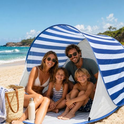 JSSEVN-Tente de Plage Pop-up avec Installation instantanée, abri Solaire Portable et Pliable pour l'été, auvent de Plage léger pour Camping en Plein (1/5)