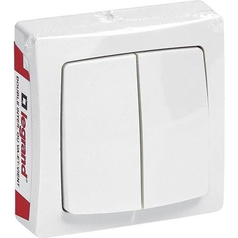 1 Interrupteur Double Va-et-vient En Saillie Blanc Pour Rénovation Éclairage Intérieur