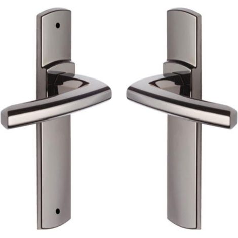 Set de Poignée de Porte sur Plaque - Version Bec de Cane pour Porte de Cuisine et de Salon - Entraxe 165 mm - Matériau Zamak Résistant - Finition Diamant Noir (1/5)