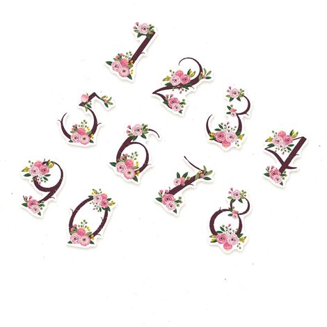 30 autocollants décoratifs numérotés avec motif floral élégant et auto-adhésif pour album et cahier type 1 (1/5)