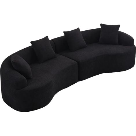 Canapé d'angle 4 places modulaire en chenille noire – design moderne sans montage (1/5)