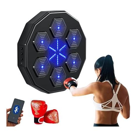 Machine de Boxe Musicale, Équipement D'entraînement de Boxe Mural en PU, Tapis de Boxe LED avec Gants de Boxe, Bluetooth, Lumières au Rythme de la Musique. (1/5)
