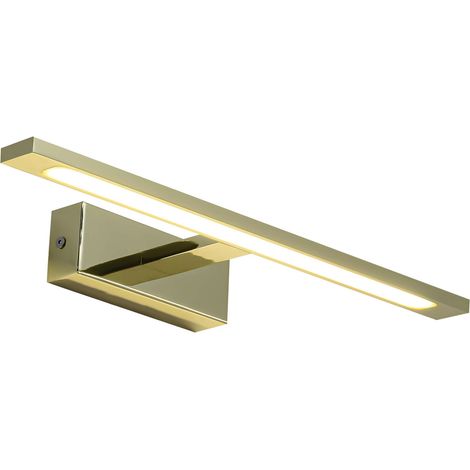 Light Prestige Isla Medium LED Wall Lamp 12W 840lm 4000K Neutral White, Gold/Brass Metal, IP44 Bathroom Mirror Sconce 41cm Wide, Modern Indoor Wall Light (1/5)