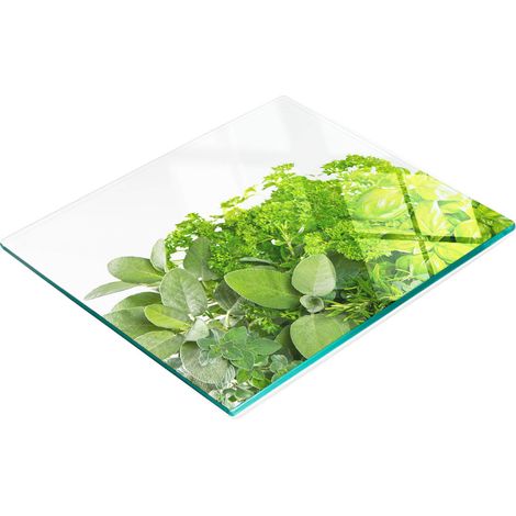 Tabla de hierbas decorativa multifuncional de vidrio templado para cocina, 60x52 cm (1/5)