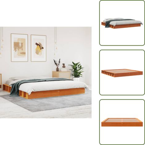 Massivholzbett ohne Matratze Wachsbraun 180x200 Kiefernholz - Holzbett - Kiefernholzbett - Doppelbett - Massives Holzbett - Lattenrost (1/5)