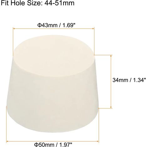 Lot de 4 connecteurs coniques en caoutchouc blanc pour tubes à essai de 43 à 50 mm, pour laboratoire. (1/4)