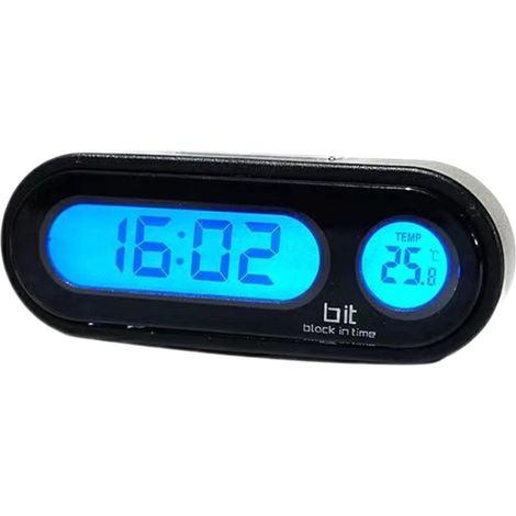 Termometro per auto multifunzionale, termometro digitale con visione notturna, display luminoso, angolo regolabile, termometro per cruscotto sostituibile 2 in 1, nero (1/5)