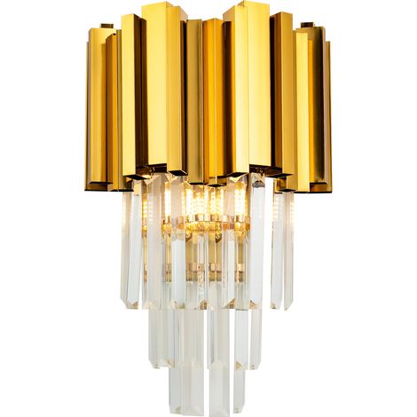 Applique murale dorée, applique d'intérieur en cristal pour couloir, salon ou chambre à coucher 220V, Luminaire (1/5)