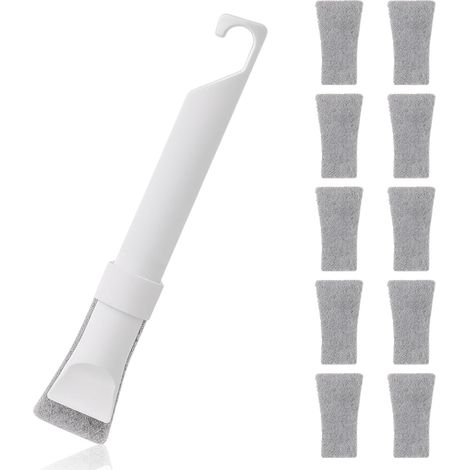 Crevice Cleaning Brush Set, Groove Crevice Cleaning Tool, with 11 Replaceable Sponge Cleaning Pads, Grout Cleaner Brush for Narrow Corners in Home Kitchen Bathroom and Window
