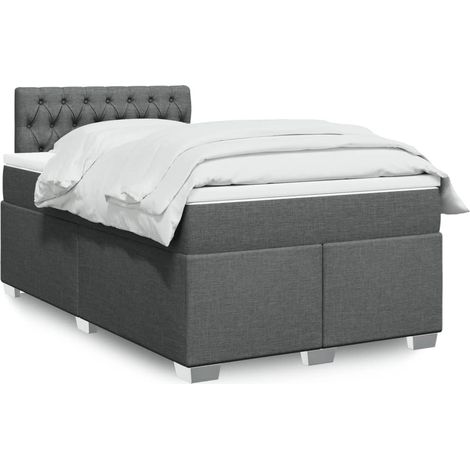 Boxspringbett mit Matratze Dunkelgrau 120x190 cm Stoff