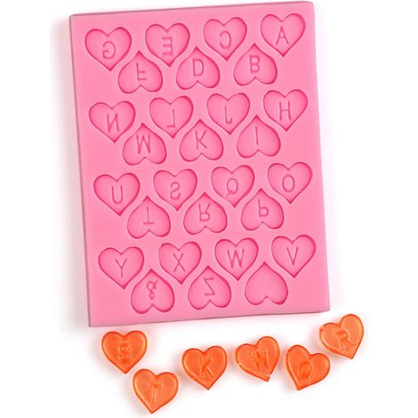 Herzförmige Silikonform für Buchstaben, Gebäck, Kekse, Schokolade, Zuckerpaste, als Backutensil. (1/3)