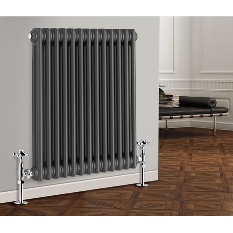 Traditional Radiator Cast Iron Style Radiator 2 Column Anthracite 600 x 605mm