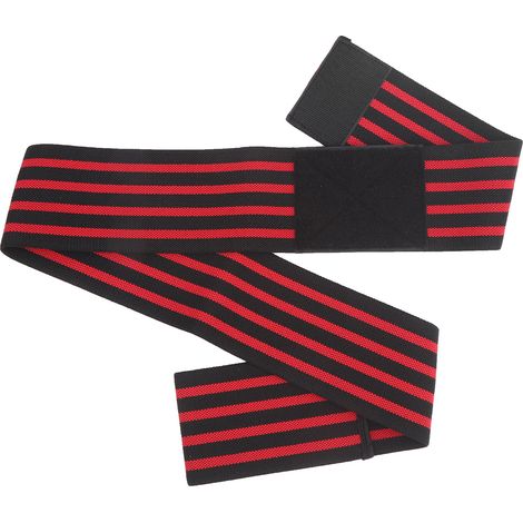 Lot de 2 bandes de compression coude sportif, manchon élastique de soutien, protection coude rayures noires et rouges (1/5)