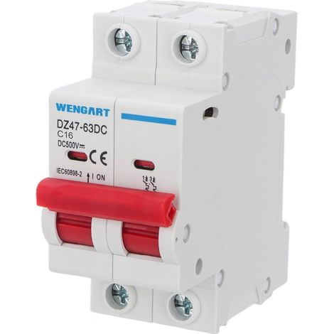 Disjoncteur Miniature 2P DZ47-63Z DC500V,16A Le disjoncteur photovoltaïque basse tension convient aux petits systèmes de production d'énergie solaire (1/5)