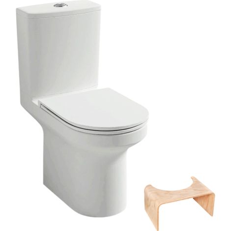 WC au sol sans bride JACOB DELAFON Elite + tabouret physiologique bois