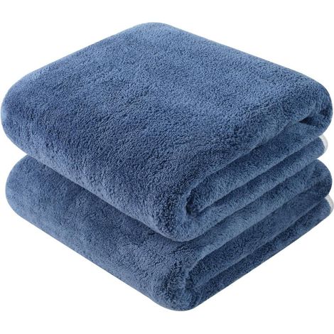 Handtuch Set Mikrofaser 100 50x100cm Hellgrau Blau 2 Pack 76 x 152 cm (1/5)