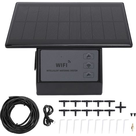 Kit irrigazione a goccia auto solare con WiFi di controllo tramite app, timer, batteria da 2000mAh, guadagnare tempo (1/5)