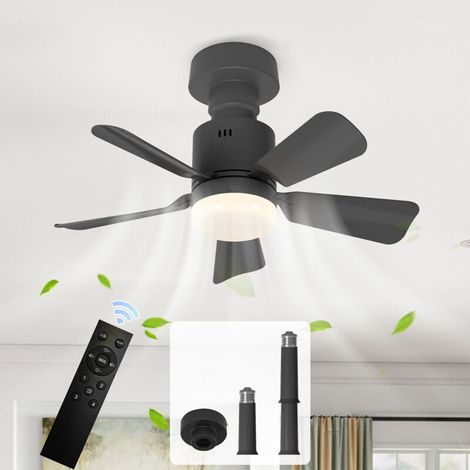 Unauffälliger 45-cm-Deckenventilator, LED-Dimmer, Fernbedienung, 3 Geschwindigkeitsstufen, einfache werkzeuglose Montage, ideal für Schlaf-/Wohnzimmer bis zu 15 m² (1/5)