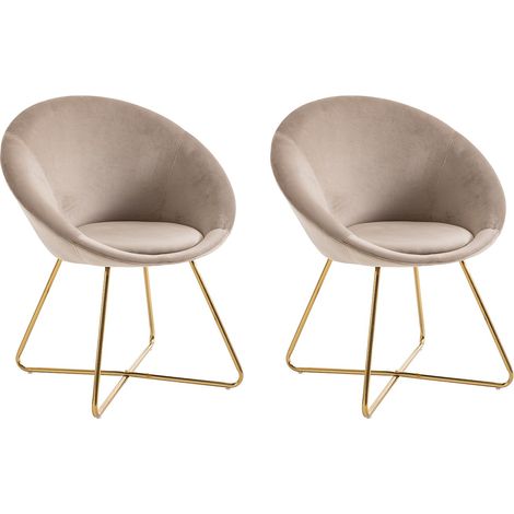 Sedia in Velluto e Metallo dorato Beige - Lotto di 2 - BURBAN