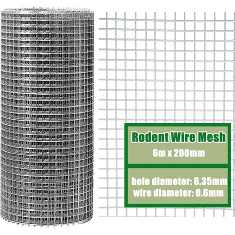 20cm x 6m Grillage Anti-Rongeurs, Acier Inoxydable 304 Grillage Métallique Anti-Rats pour Bloquer L'Accès Aux Souris Écureuil Oiseau - pour Combler Lacunes Autour Maison et Jardin (1/5)