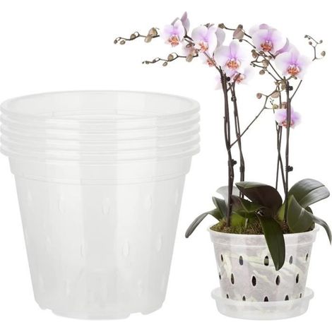 Pots pour Orchidées - Non spécifié - 5PCS - Transparent - Trous de Drainage - ABS (1/4)