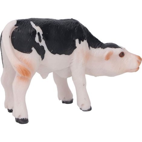 Figurine de vache pour enfant, en plastique transparent à la finition brillante, représentant un veau et représentant un animal de la ferme, idéale pour la décoration intérieure. (1/5)
