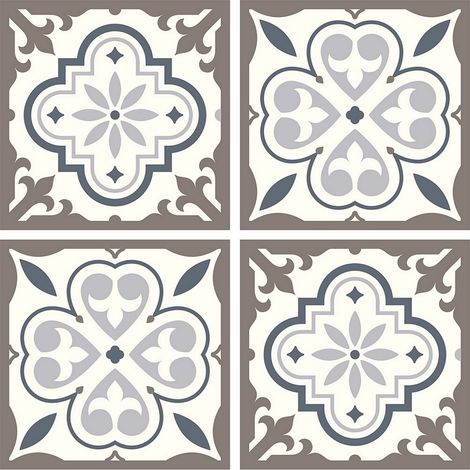 Stickers - Motifs fleurs grises- 1 planche 30x30cm (1/4)