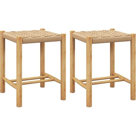 2Pcs 45cm Kitchen Dining Saddle Stool Chair Rubber Wood Rustic Backless Stool (1/5)