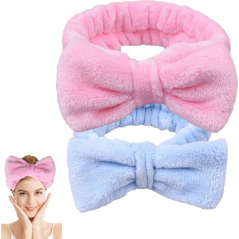 Bandana Cheveux Avec Nœud Papillon - Élastique Pour Maquillage Douche Yoga Soins Visage - Lot De 2 (1/5)