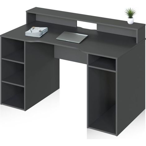 Mesa de escritorio robusta con estante 136x67 Galax Antracita (ancho) x 88cm (alto) (1/5)