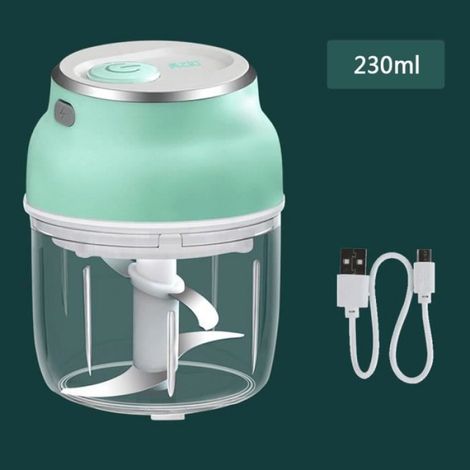 1 Hachoir électrique, 230ml, Lames acier inoxydable, Rechargeable USB, Cuisine ail légumes viande (1/4)