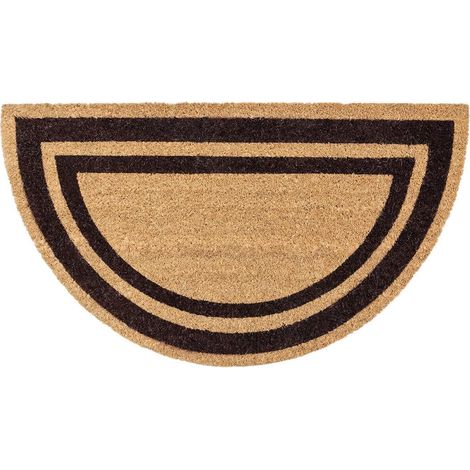 Zerbino Cocco Naturale Esterno Porta Entrata Retro Antiscivolo Tappeto Raschiafango Semiluna - Marrone