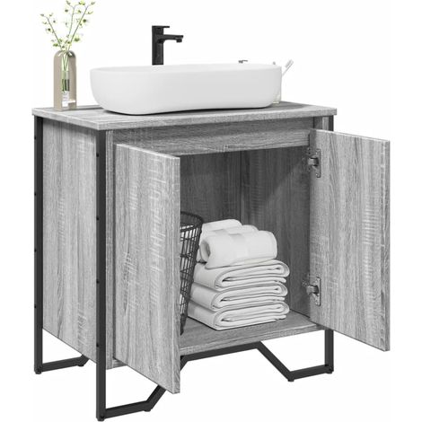 Waschbeckenunterschrank Grau Sonoma 60x35x60 cm Holzwerkstoff