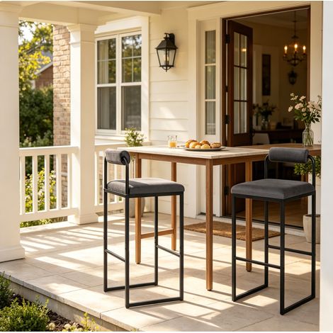 Set 2 sgabelli bar con schienale in velluto 75 cm OKMYHOME (1/5)