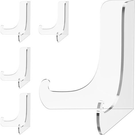 Set of 5 clear acrylic display stands - Mini non-slip acrylic easel - For trading cards, greeting cards, photo frames, coins and medals (7.5 cm) (1/5)