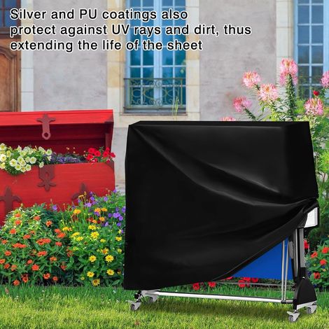 Housse de protection imperméable et anti-poussière pour table de ping-pong avec sac de rangement - Pour l'extérieur et l'intérieur - Noir - 185 x 70 x 165 cm (1/2)