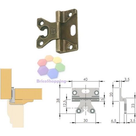 Cerniera lf per mobili antichi armadi cerniere lf collo basso bronzo h8 40x38