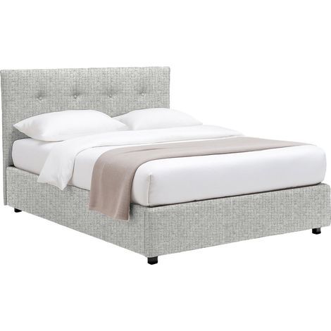 Letto Piazza e Mezza Bolton, Sfoderabile, Contenitore Made in Italy, Grigio Chiaro