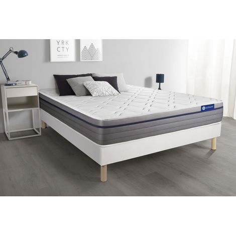 Ensemble matelas Latex+Mémoire de forme ACTILATEX ZEN 180x200 Maxi épaisseur 7zones de confort + sommier KIT blanc (1/5)