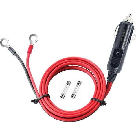Câble d'alimentation allume-cigare robuste 12 V/24 V, 16 AWG, 1 mètre (3,28 pieds), 15 A/20 A, prise mâle, pour convertisseur de voiture, pompe à air, tasse électrique, etc. (1/4)