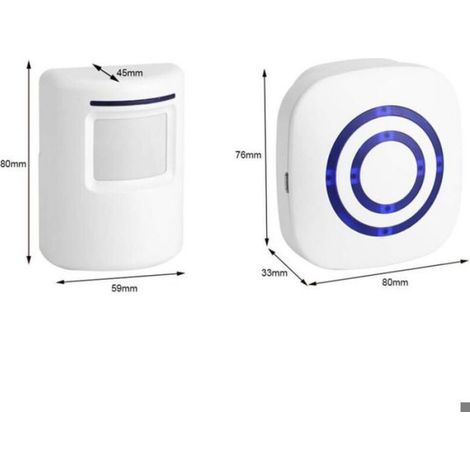 Sonnette Exterieure Sans Fil - Detecteur De Mouvement PIR - Portee 70 M - 38 Melodies - Son Et Lumiere - Kit Complet (1/5)