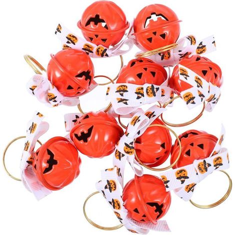 HOXILEELEO - 10pcs Cloches Citrouilles Métal Orange à Suspendre pour Décorations d'halloween (1/5)