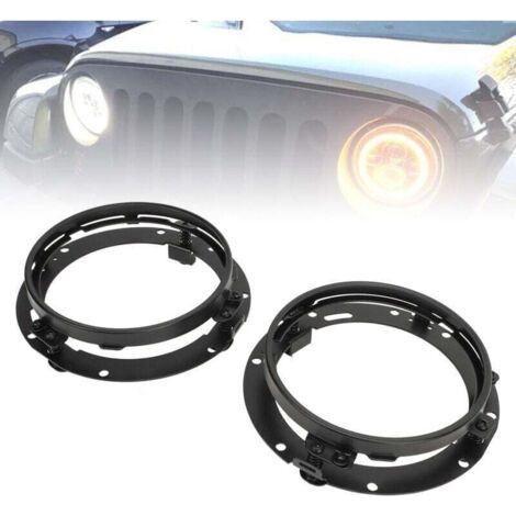 Set bestehend aus 2 runden 7-Zoll-Scheinwerferringen, Scheinwerferhalterung und Sicherungsring für Wrangler